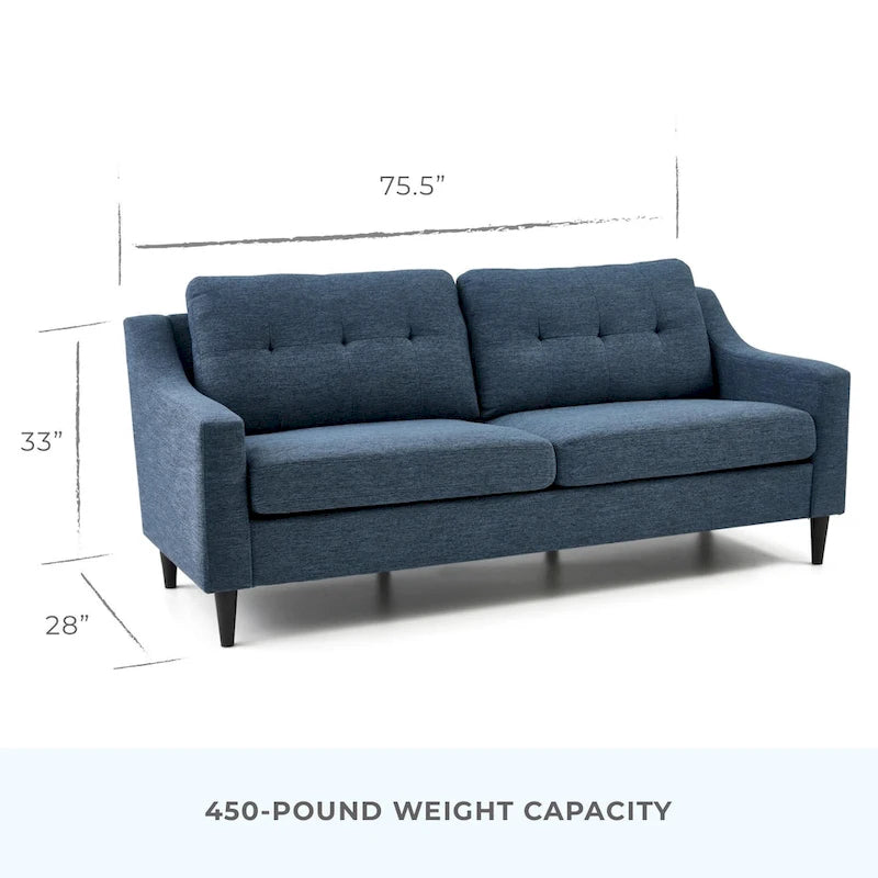 Ellen 75 Upholstered Scooped Arm Sofa