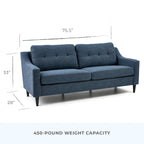 Ellen 75 Upholstered Scooped Arm Sofa