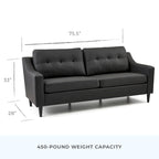 Ellen 75 Upholstered Scooped Arm Sofa