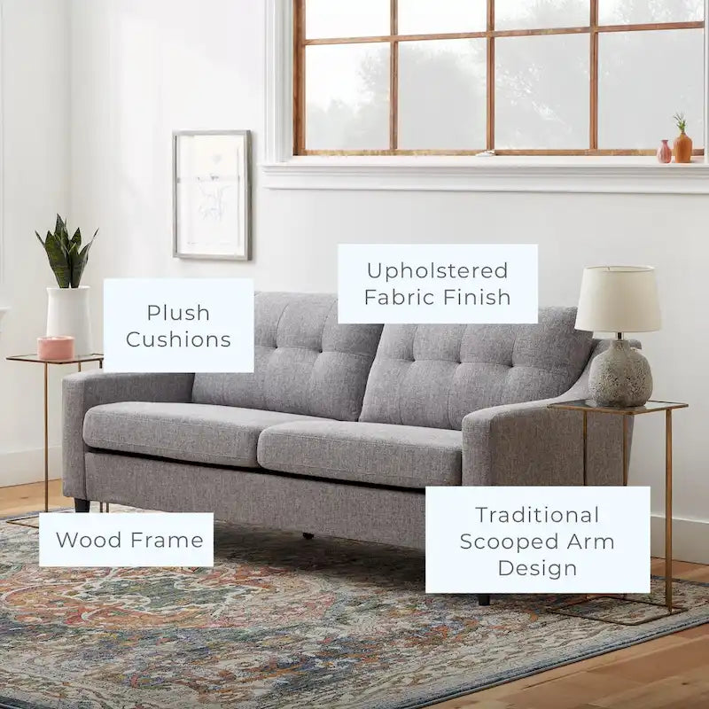 Ellen 75 Upholstered Scooped Arm Sofa