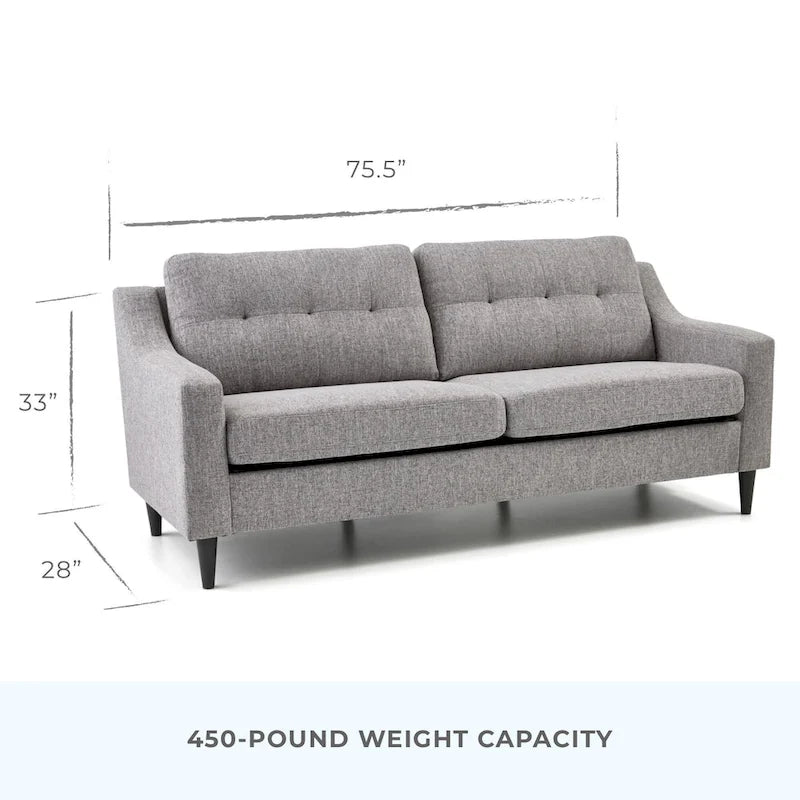 Ellen 75 Upholstered Scooped Arm Sofa