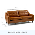 Ellen 75 Upholstered Scooped Arm Sofa