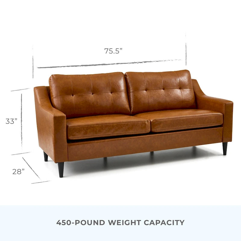 Ellen 75 Upholstered Scooped Arm Sofa