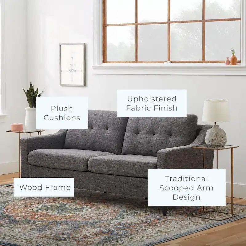 Ellen 75 Upholstered Scooped Arm Sofa