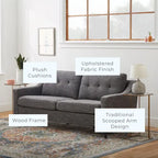 Ellen 75 Upholstered Scooped Arm Sofa