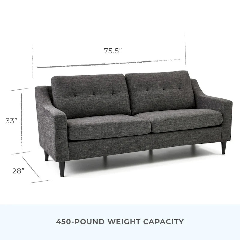 Ellen 75 Upholstered Scooped Arm Sofa