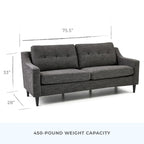 Ellen 75 Upholstered Scooped Arm Sofa