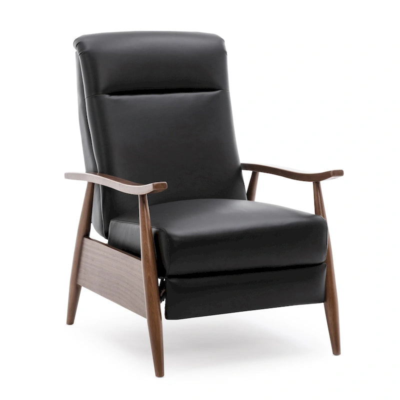 Fordham Top Grain Leather Wood Arm Push Back Recliner by Greyson Living