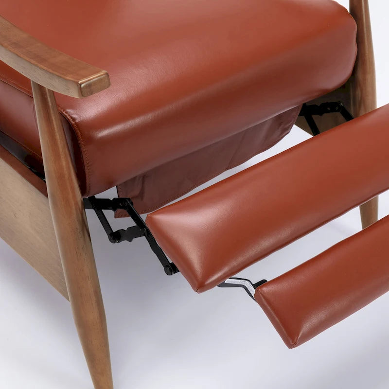 Fordham Top Grain Leather Wood Arm Push Back Recliner by Greyson Living