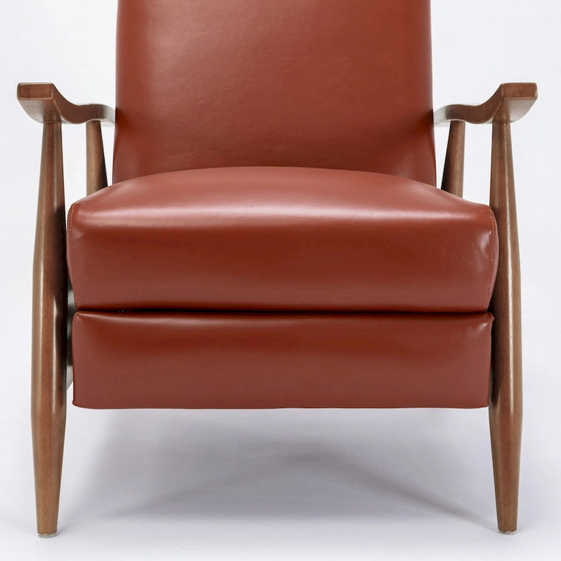 Fordham Top Grain Leather Wood Arm Push Back Recliner by Greyson Living