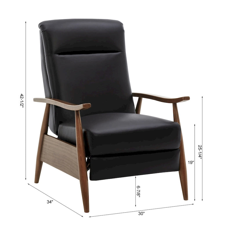 Fordham Top Grain Leather Wood Arm Push Back Recliner by Greyson Living