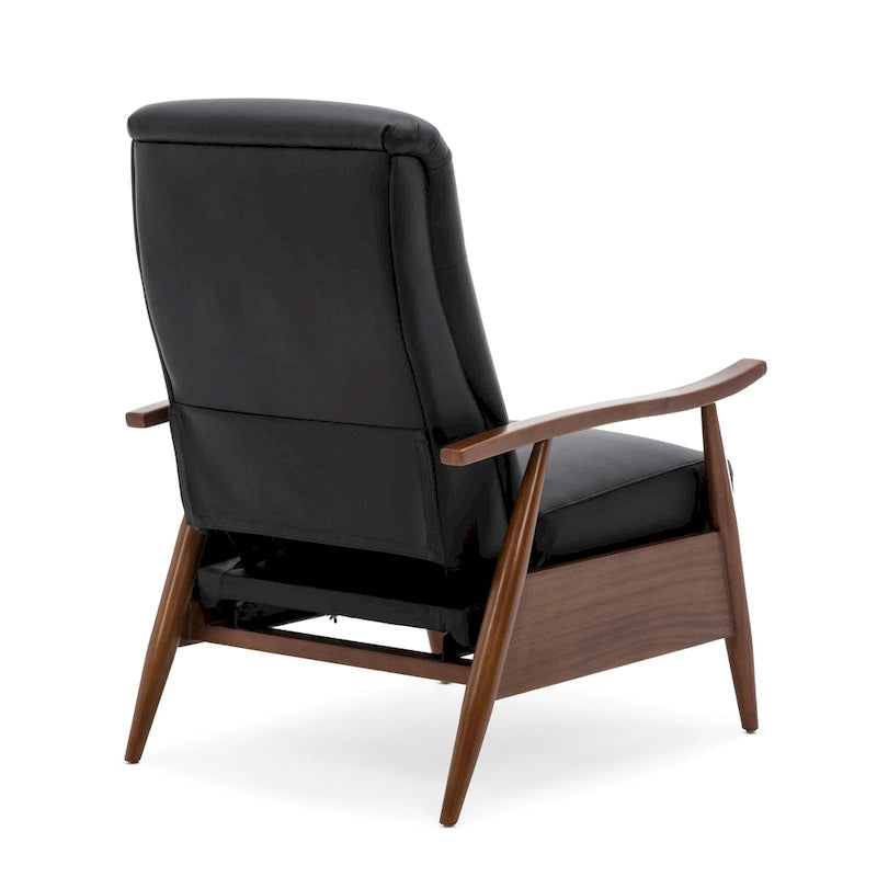 Fordham Top Grain Leather Wood Arm Push Back Recliner by Greyson Living