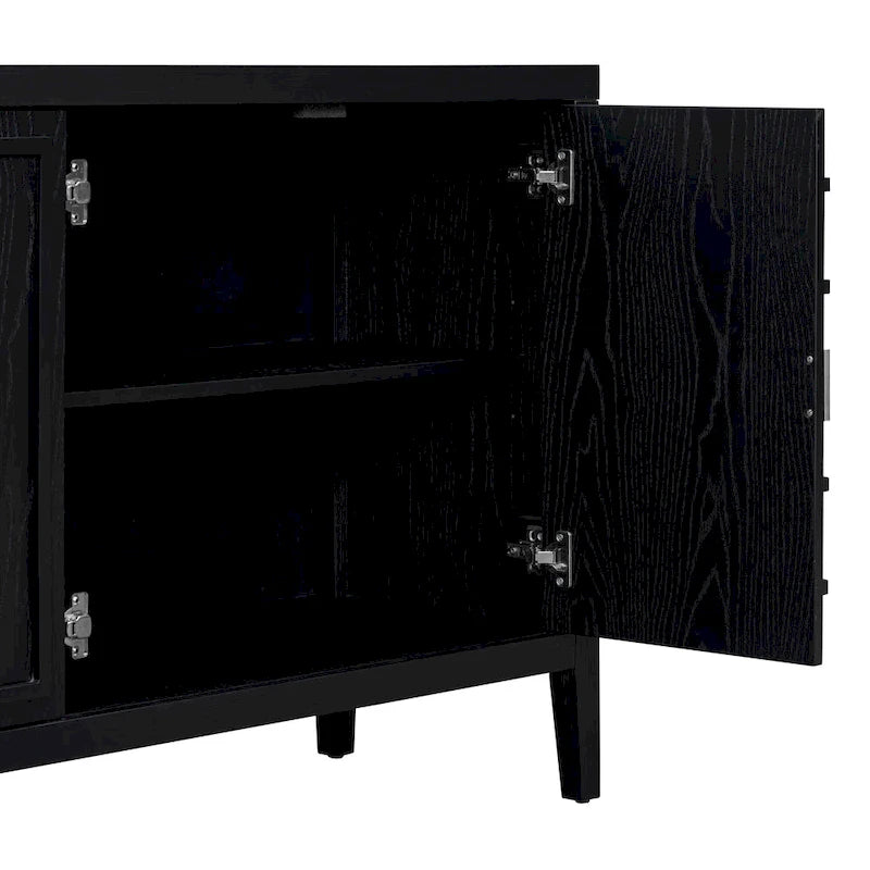Retro Sideboard with Circular Groove Design Metal Handle