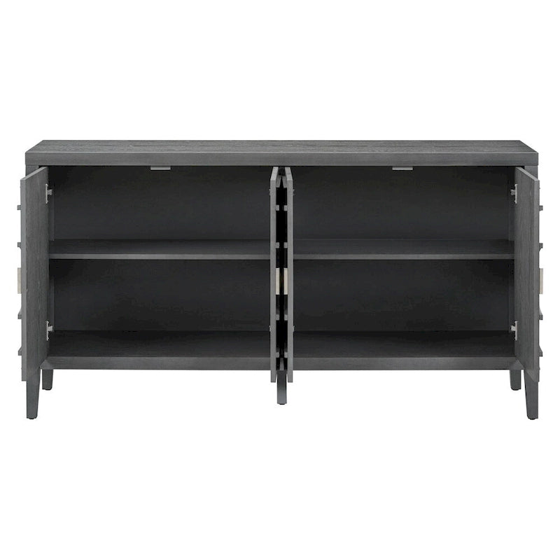 Retro Sideboard with Circular Groove Design Metal Handle