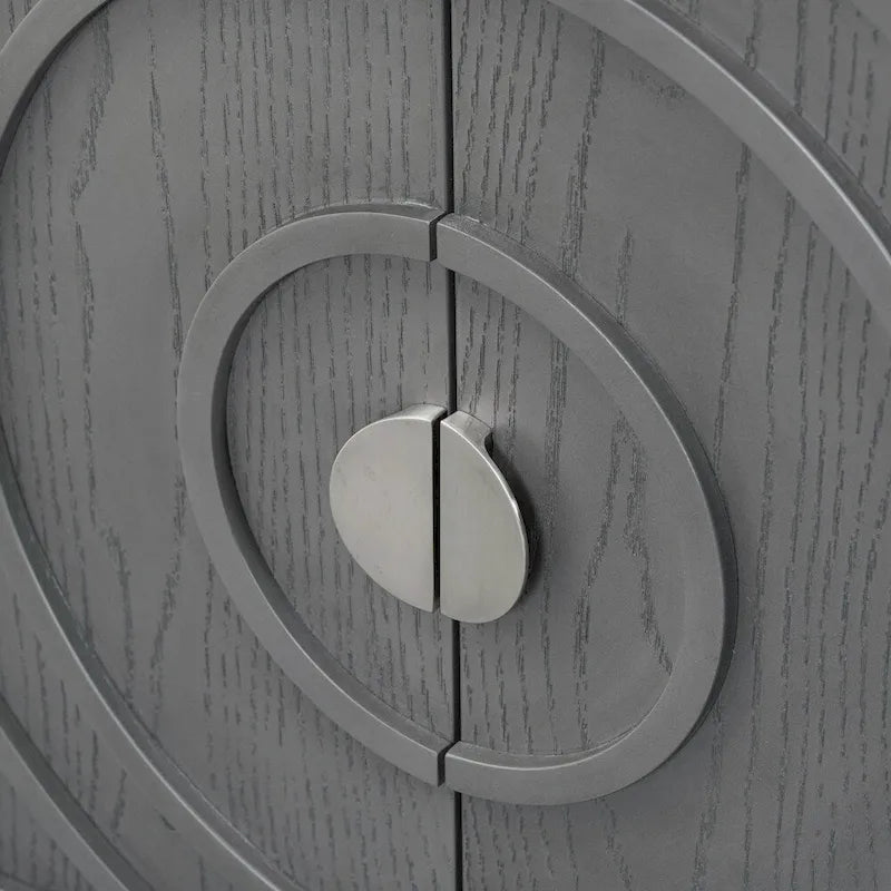 Retro Sideboard with Circular Groove Design Metal Handle