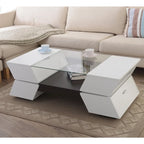 Anjin Enzo Contemporary 47-inch Glass Top Insert Two-tone 1-Shelf Coffee Table