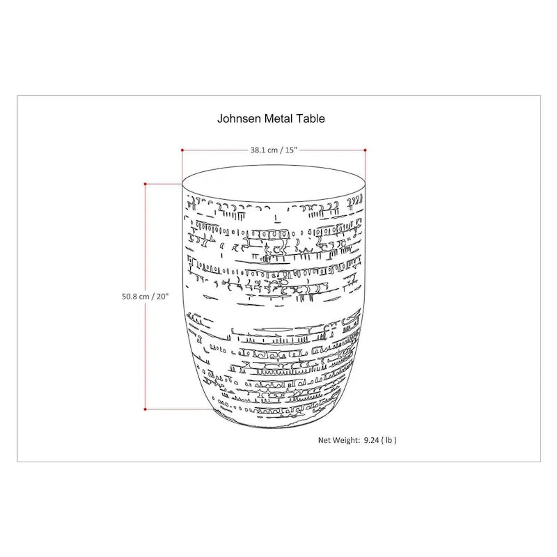 WYNDENHALL Jean 15 Wide Tribal Pattern Metal Accent Table & Assembled - 15w x 15 d x 20 h