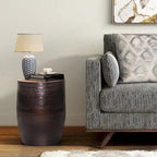 WYNDENHALL Jean 15 Wide Tribal Pattern Metal Accent Table & Assembled - 15w x 15 d x 20 h