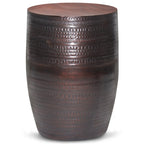 WYNDENHALL Jean 15 Wide Tribal Pattern Metal Accent Table & Assembled - 15w x 15 d x 20 h