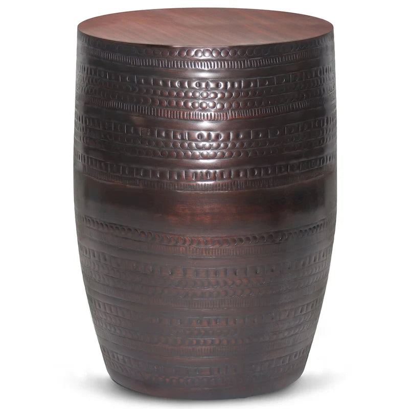 WYNDENHALL Jean 15 Wide Tribal Pattern Metal Accent Table & Assembled - 15w x 15 d x 20 h