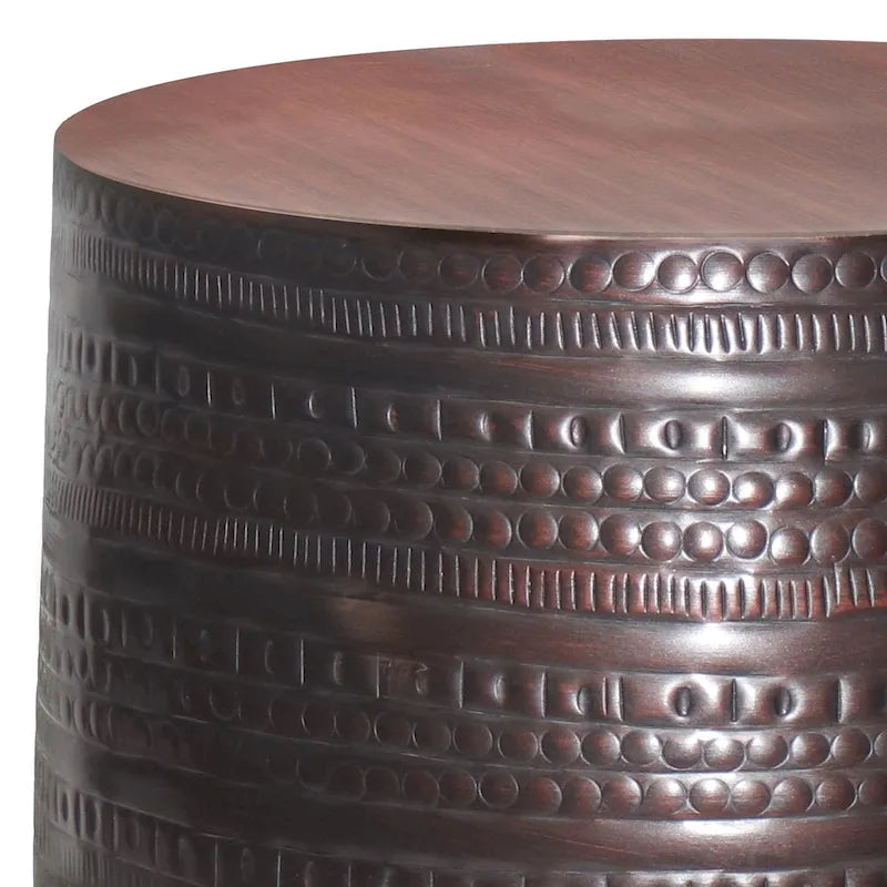 WYNDENHALL Jean 15 Wide Tribal Pattern Metal Accent Table & Assembled - 15w x 15 d x 20 h