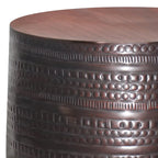 WYNDENHALL Jean 15 Wide Tribal Pattern Metal Accent Table & Assembled - 15w x 15 d x 20 h