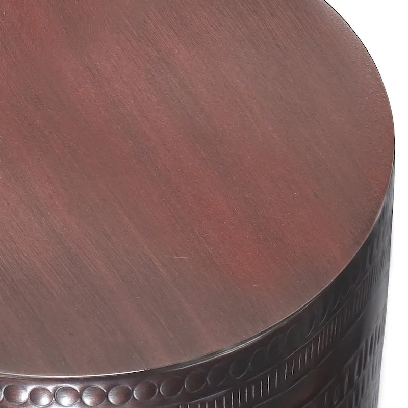 WYNDENHALL Jean 15 Wide Tribal Pattern Metal Accent Table & Assembled - 15w x 15 d x 20 h