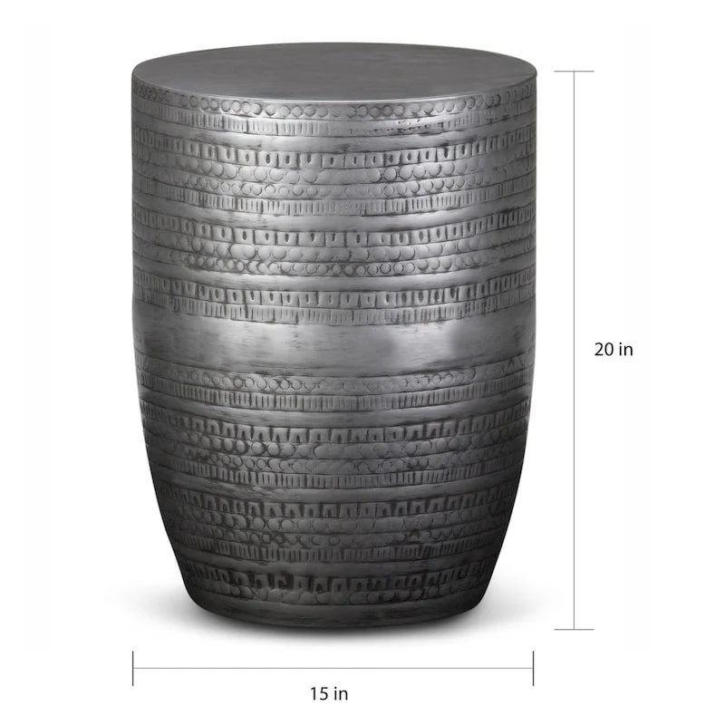 WYNDENHALL Jean 15 Wide Tribal Pattern Metal Accent Table & Assembled - 15w x 15 d x 20 h