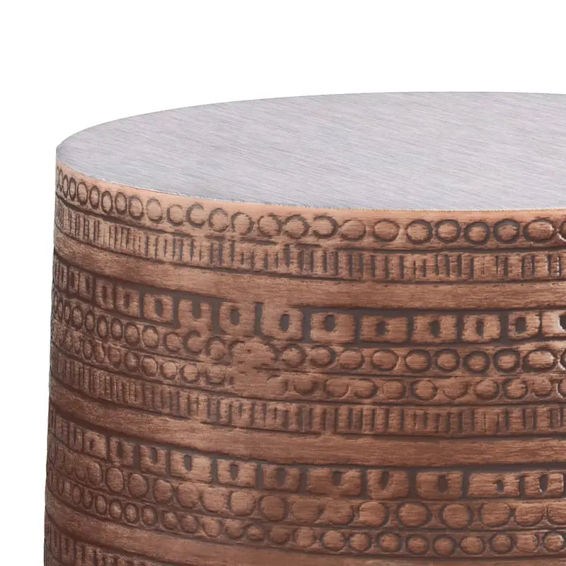 WYNDENHALL Jean 15 Wide Tribal Pattern Metal Accent Table & Assembled - 15w x 15 d x 20 h