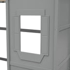 House Loft Bed Twin Kids Playhouse Bed, Solid Wood Loft Bed Frame with Window and Ladder