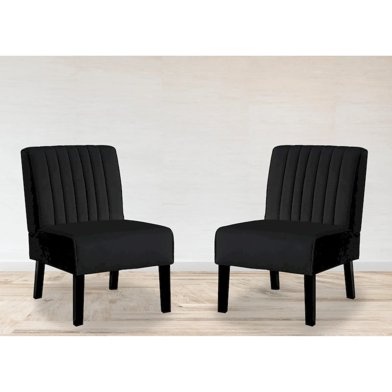US Pride Nightingale Velvet Stripe Back Accent Chair Set of 2