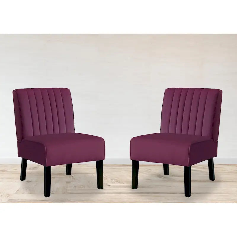 US Pride Nightingale Velvet Stripe Back Accent Chair Set of 2