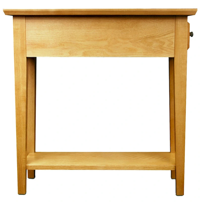 Teegan Solid Wood Narrow Side End Table with Shelf and Drawer
