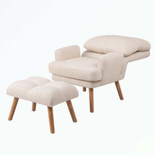 Accent Chair with Ottoman Set, with Adjustable Backrest