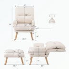 Accent Chair with Ottoman Set, with Adjustable Backrest