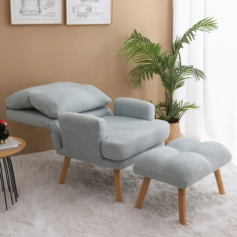 Accent Chair with Ottoman Set, with Adjustable Backrest