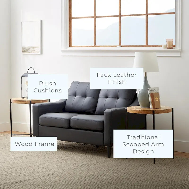 Brookside Ellen 54 Upholstered Scooped Arm Loveseat