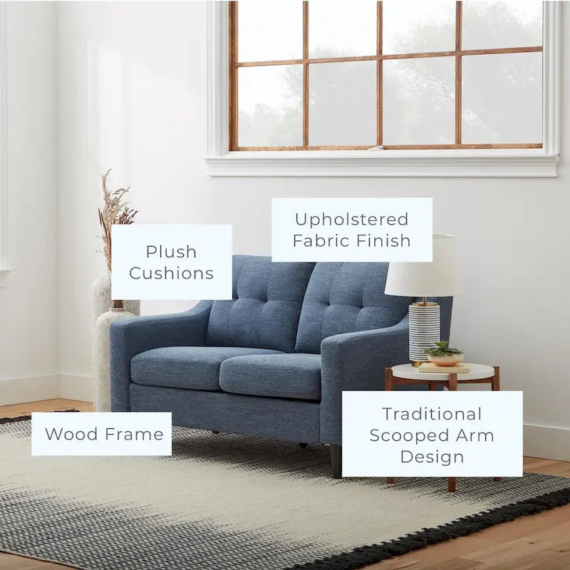 Brookside Ellen 54 Upholstered Scooped Arm Loveseat