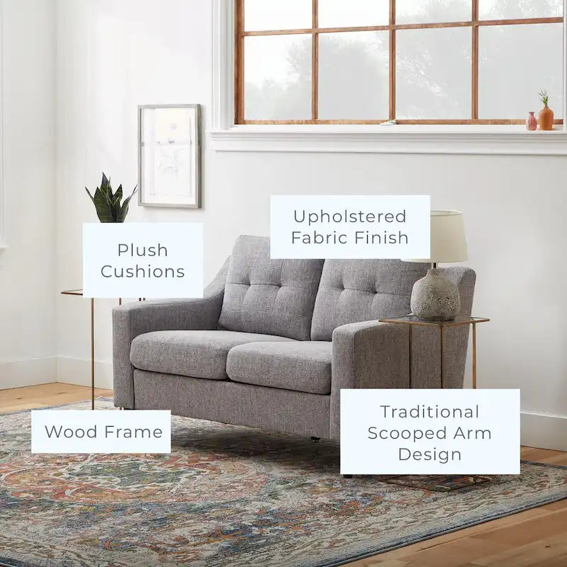 Brookside Ellen 54 Upholstered Scooped Arm Loveseat