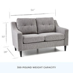Brookside Ellen 54 Upholstered Scooped Arm Loveseat