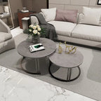 Round Sofa Nesting Coffee Table Sintered Stone Set of 2