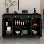 Modern Farmhouse Wood Accent Cabinet with Glass Doors Sideboard Buffet