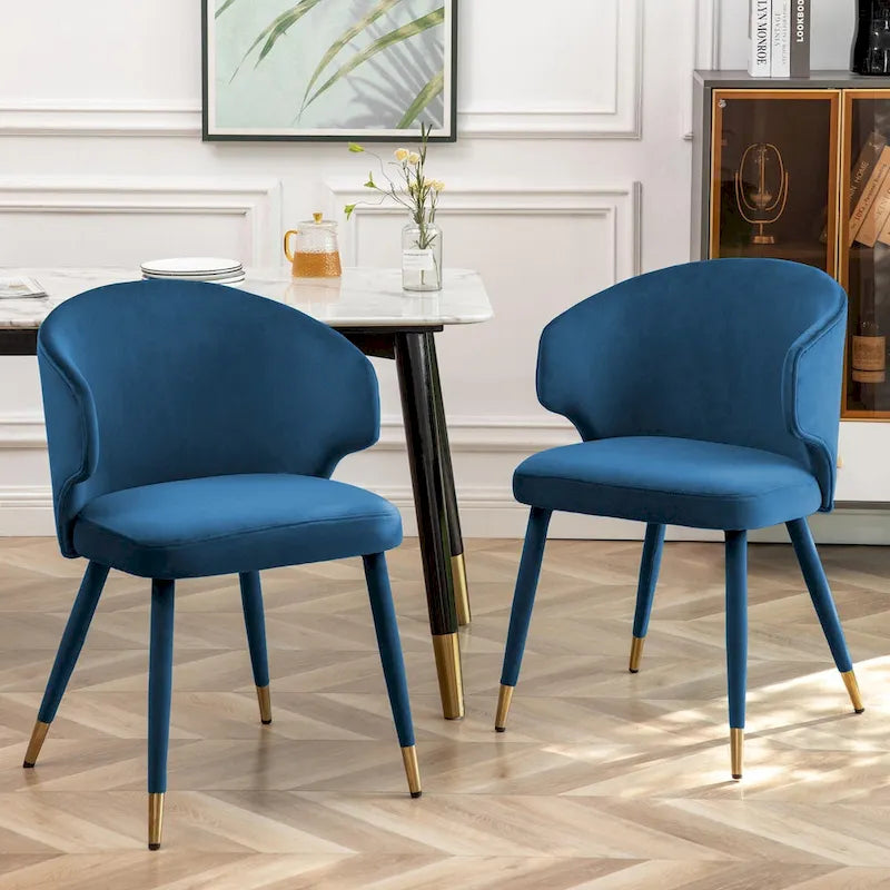 Porthos Home Ryn Velvet Dining Chairs with Gold Trim, Set of 2