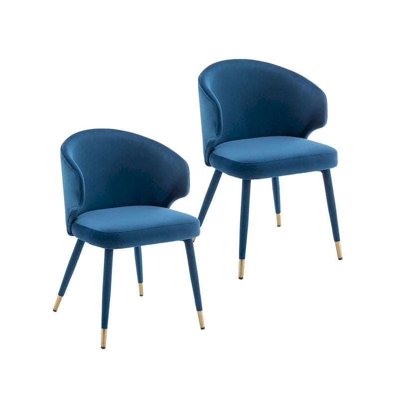 Porthos Home Ryn Velvet Dining Chairs with Gold Trim, Set of 2