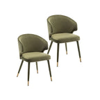 Porthos Home Ryn Velvet Dining Chairs with Gold Trim, Set of 2