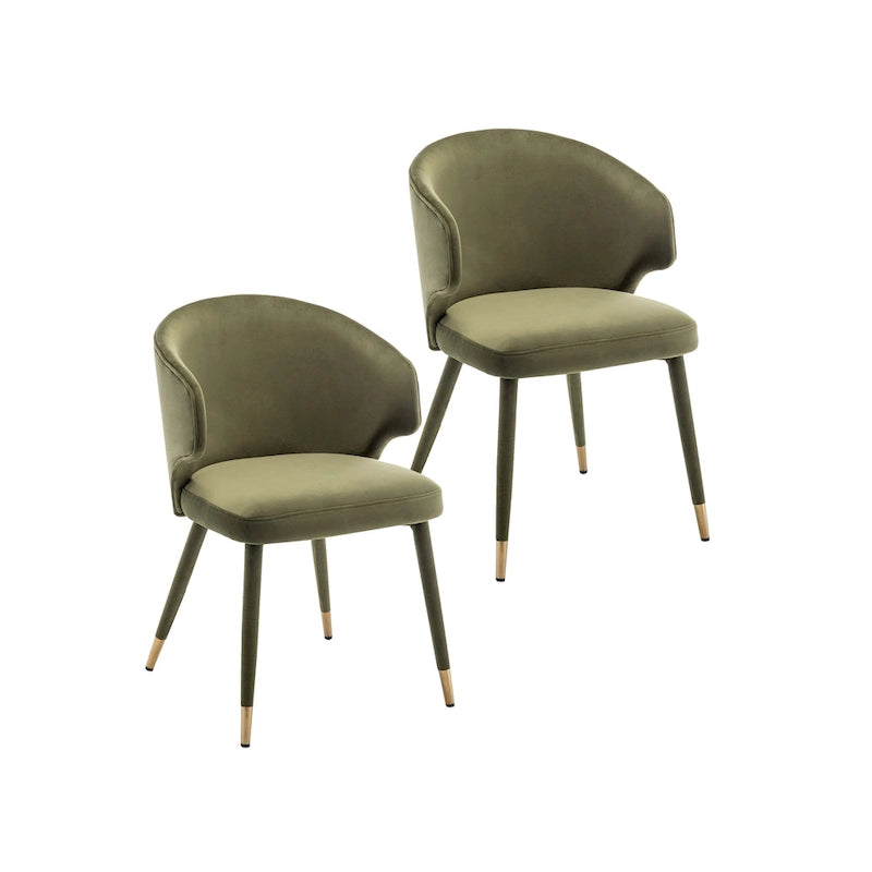 Porthos Home Ryn Velvet Dining Chairs with Gold Trim, Set of 2