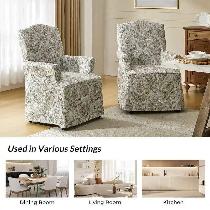 Alethea Upholstered Slipcover Arm Dining Chair with Soild Wood Legs by HULALA HOME