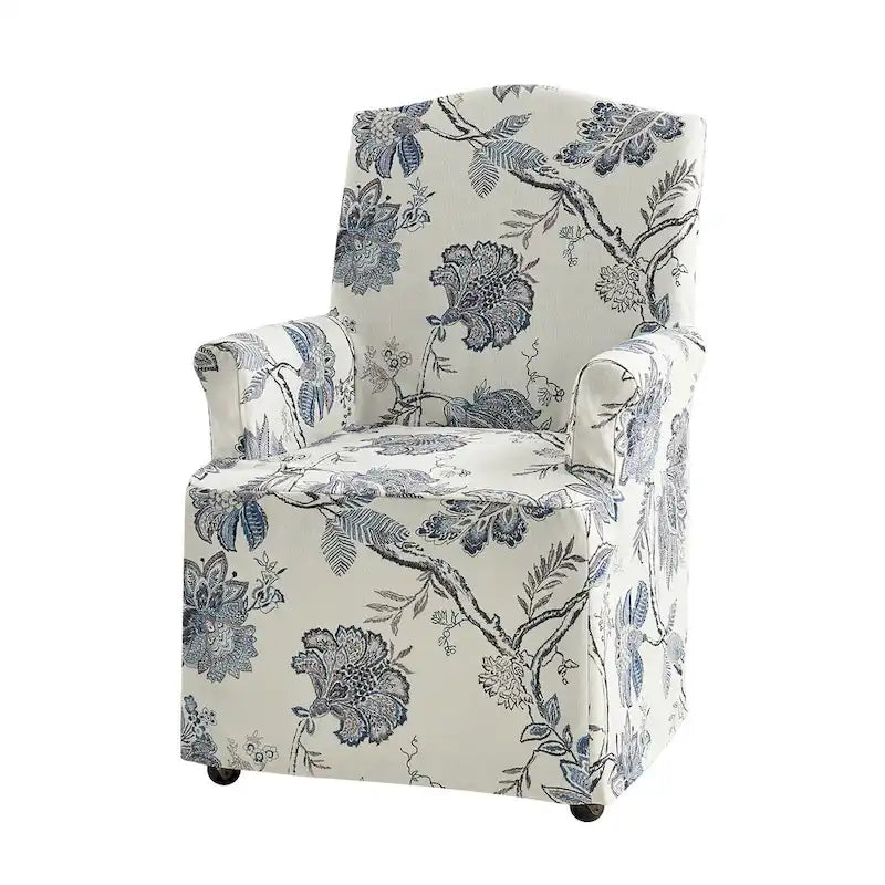 Alethea Upholstered Slipcover Arm Dining Chair with Soild Wood Legs by HULALA HOME