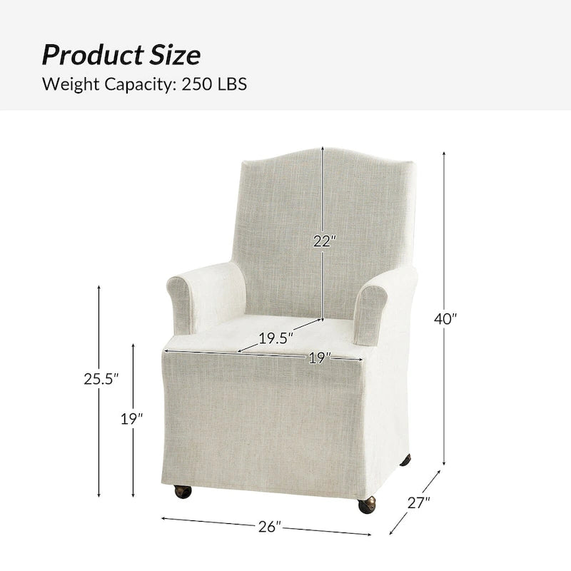 Alethea Upholstered Slipcover Arm Dining Chair with Soild Wood Legs by HULALA HOME