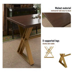 7-Piece  Walut Wood Dining Table with Velvet Chair Dining Chair